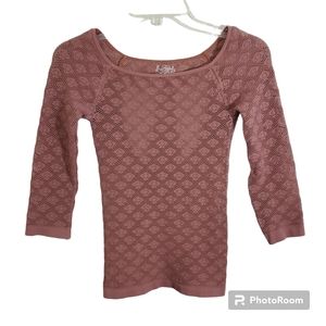 Intimately Free People Sheer Stretch Lace Mauve Pink Boho Cutout Top Size Small
